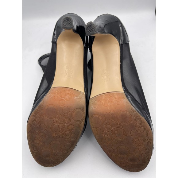 Vero Cuoio Made in Italy Black Patent Leather Peep-toe Heeled Booties Size 39 - Picture 5 of 6